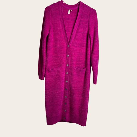 Pilcro for Anthropologie Classic Longline Cardigan in Bright Pink Women's Small - Picture 2 of 11